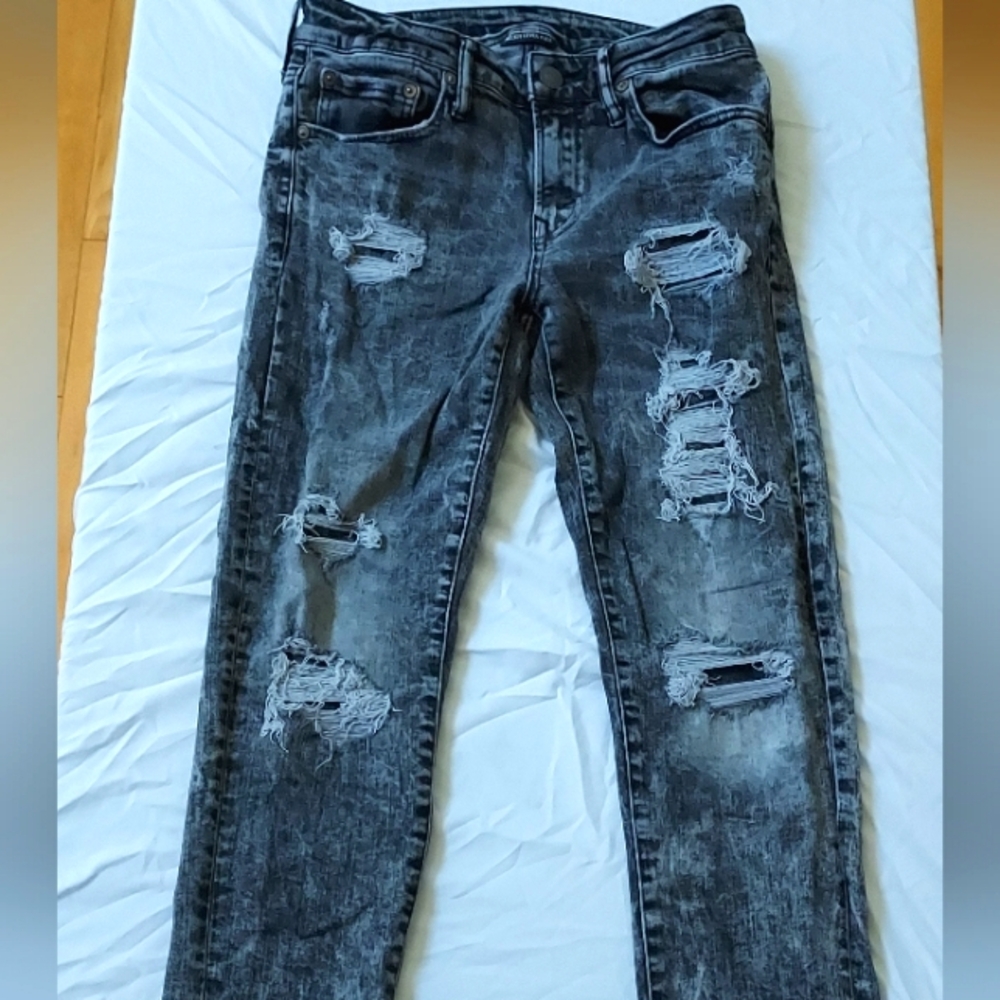 American Eagle Skinny Next Level Flex Black Acid Wash Jeans Mens Size 29x30 Y2K